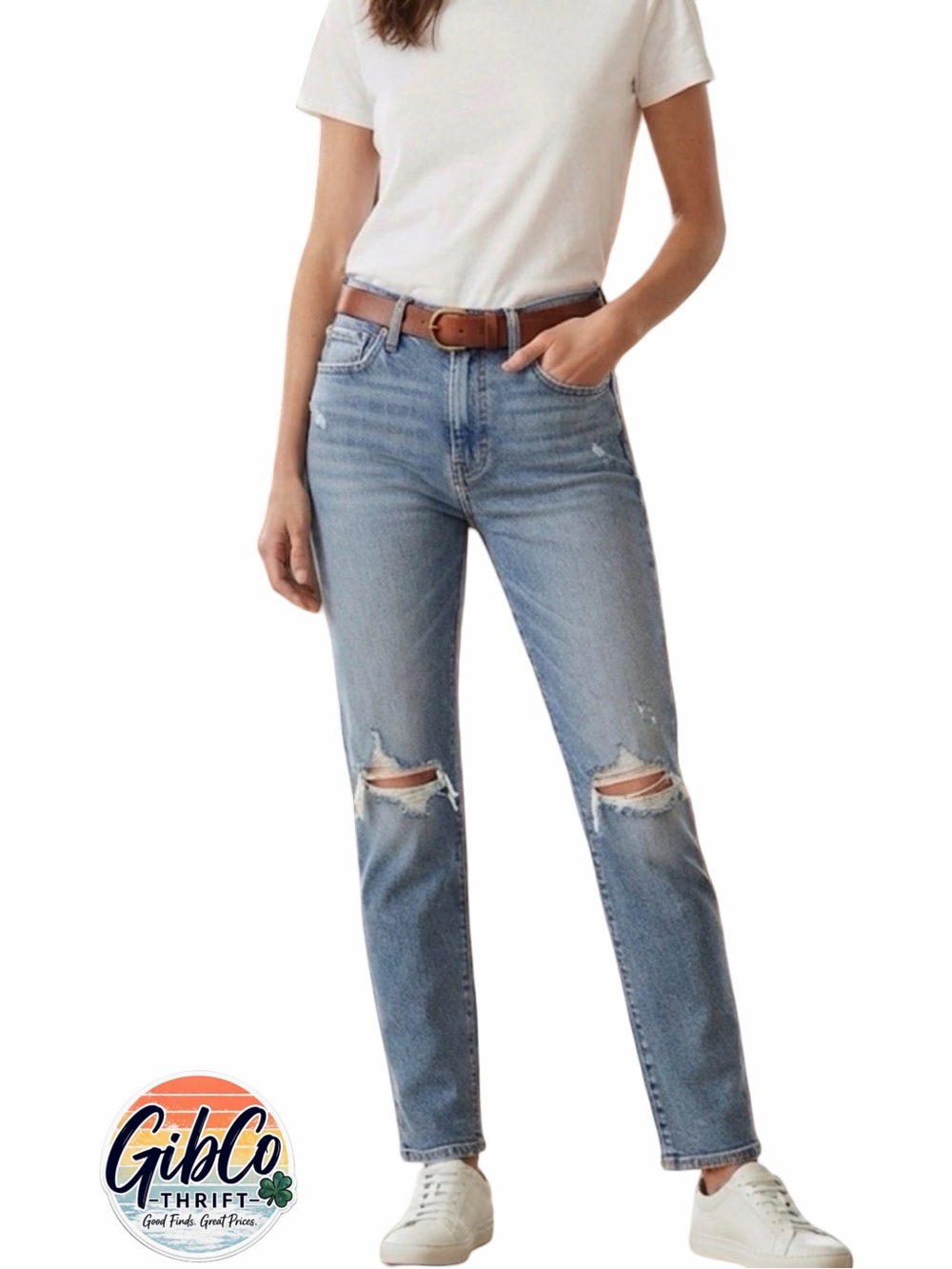 Dear John - Size 28 - Frankie High Rise Straight Leg Jeans - Medium Blue Wash